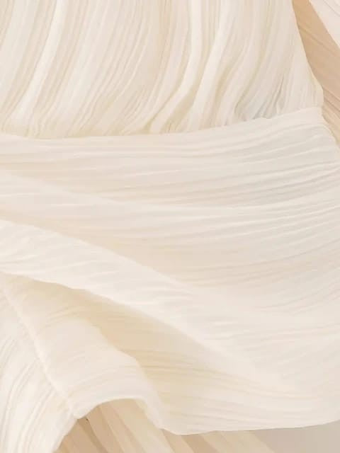 Off White Pleated Knotted Top