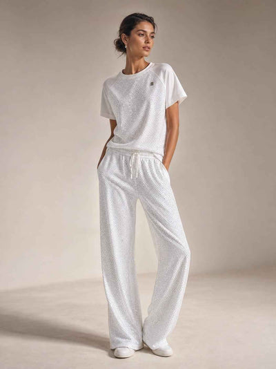 Rhinestone T-Shirt & Wide Leg Pants Co-ord Set
