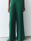 Pleated Tube Top & Wide Leg Pant Coord Set