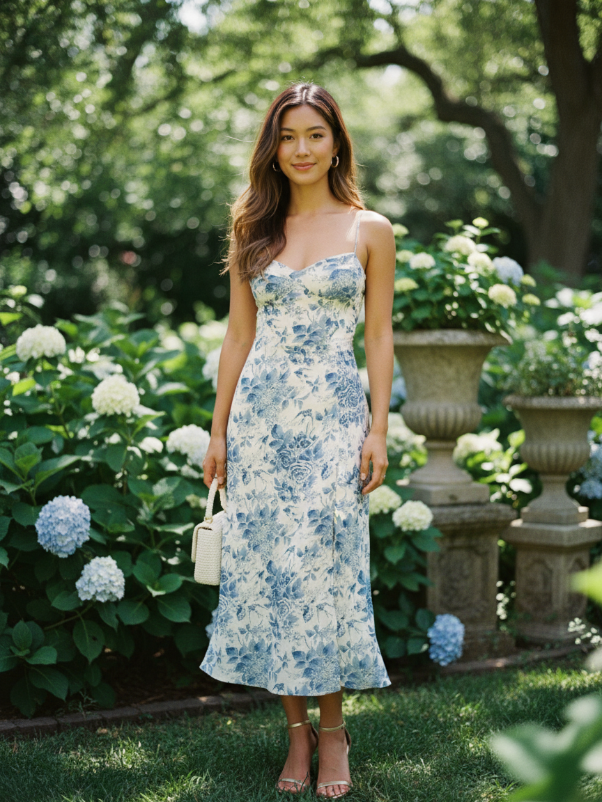 Suspender Lace up Floral Printed A line Slit Midi Dress