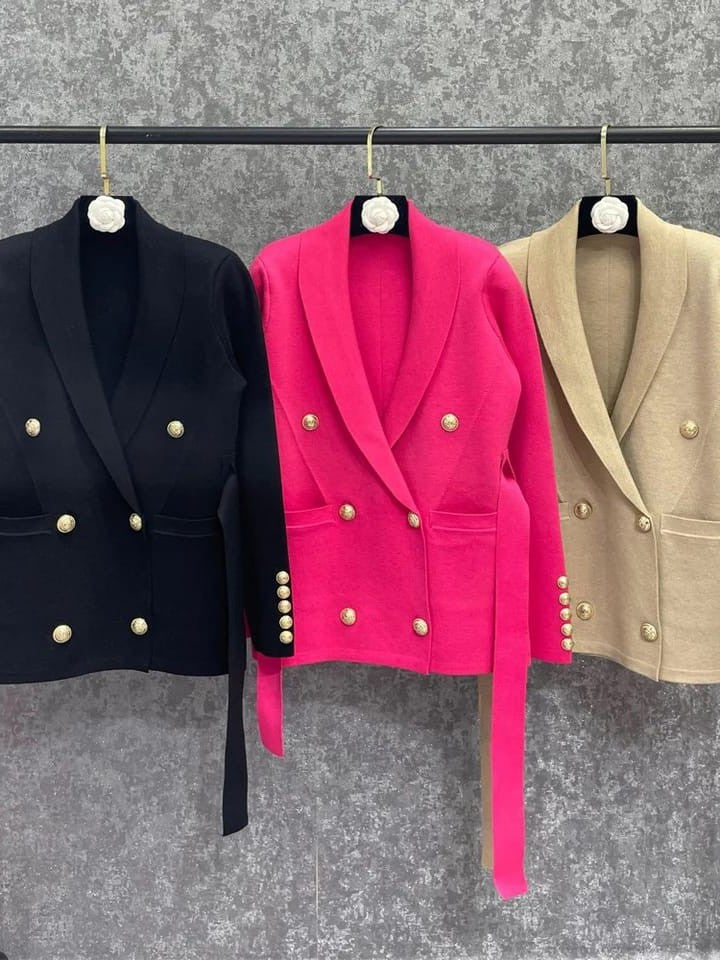 Print Blazer with Belt