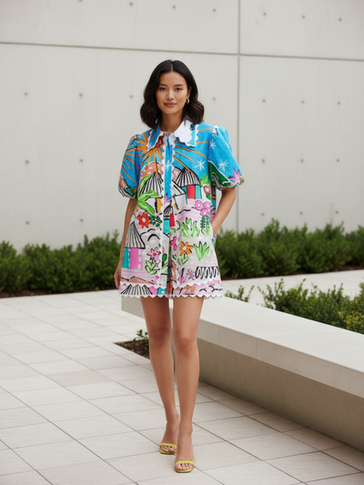 Floral Sun Print Shirt & Shorts Coord Set