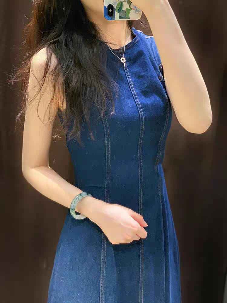 Indigo Sculpt Sleeveless Denim Maxi Dress