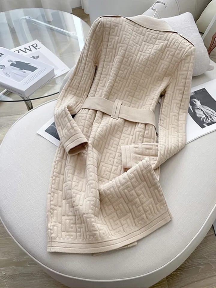 Print Blazer Dress With Belt