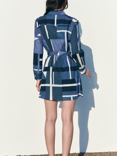 Colorblock Printed Dress with Pockets & belt