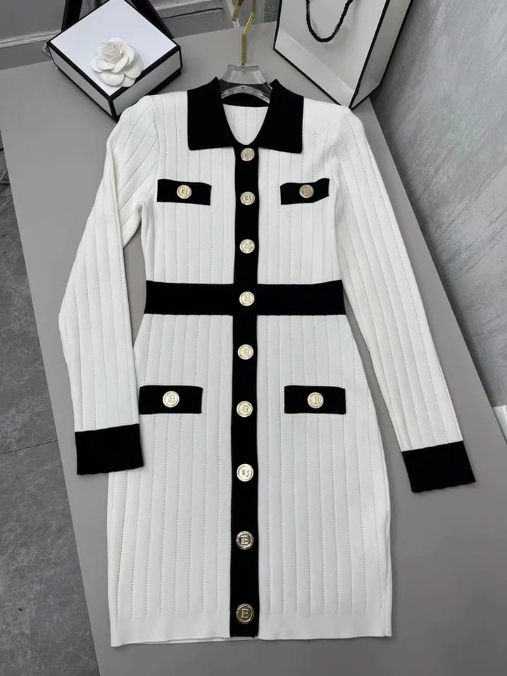 Print Black and White Dress