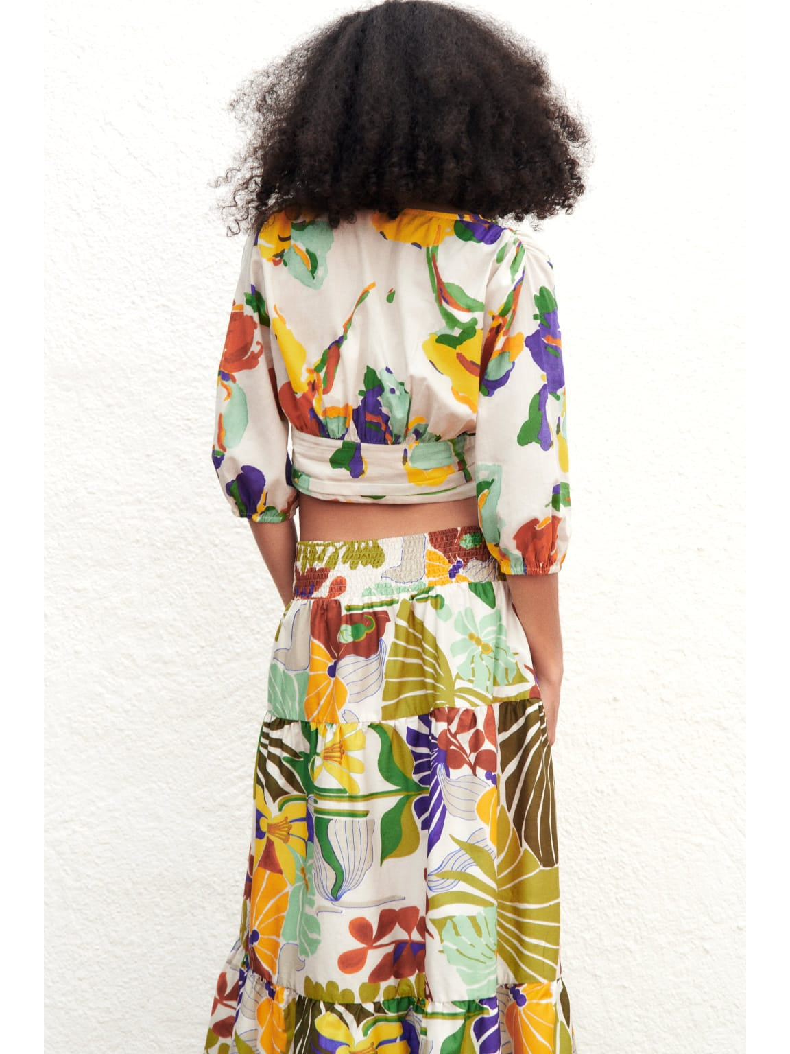 Tropical Print Knotted Top & Skirt Coord Set