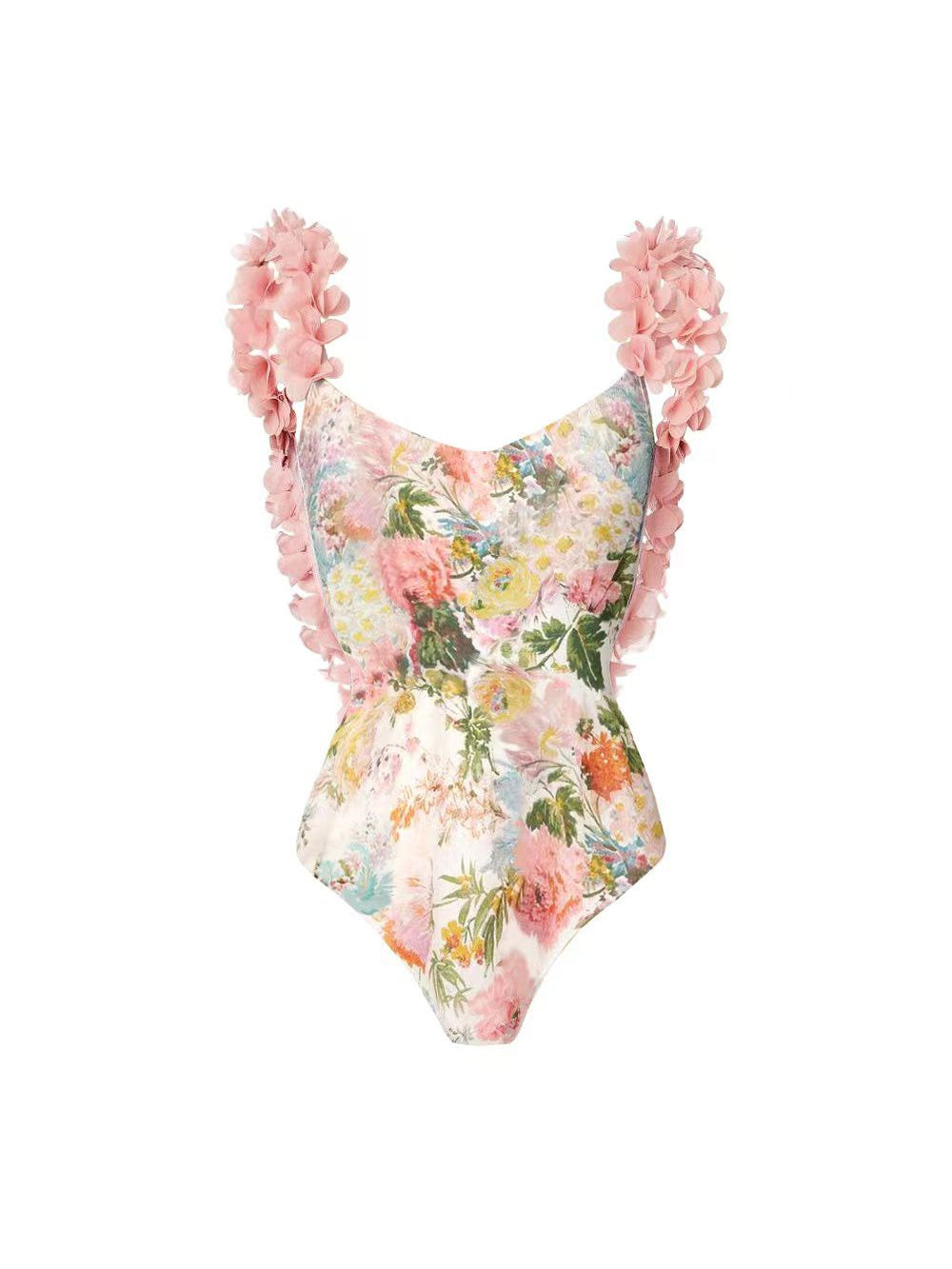 Floral Print Ruffle Bikini Swimsuit Bodysuit