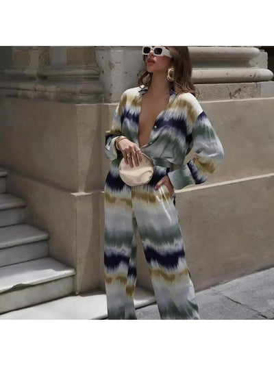 Tie Dye Print Shirt & Pants Coord Set