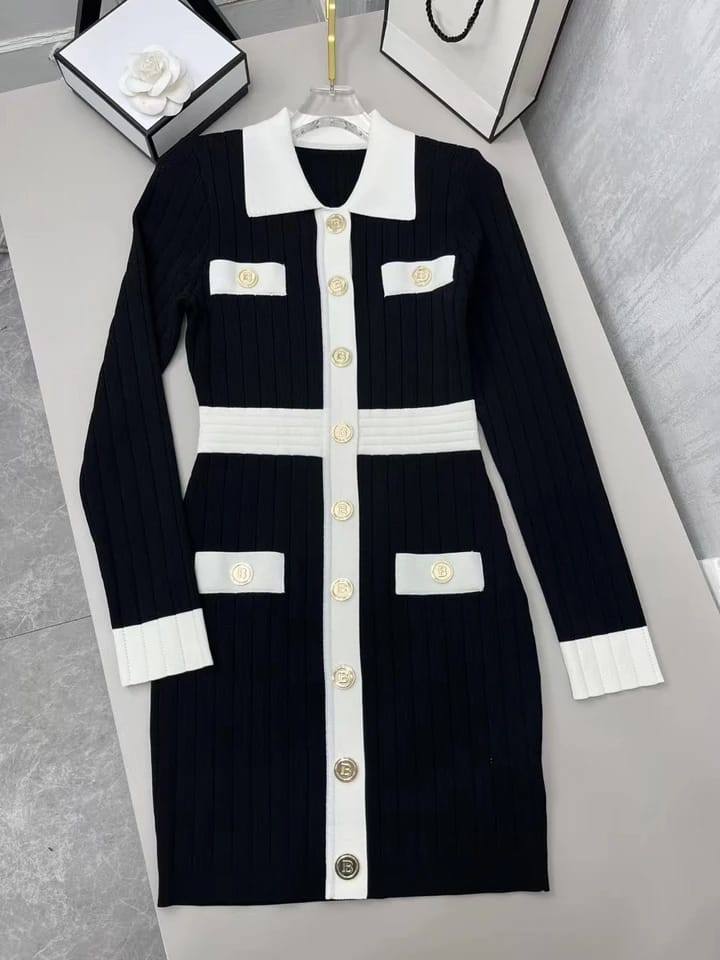 Print Black and White Dress