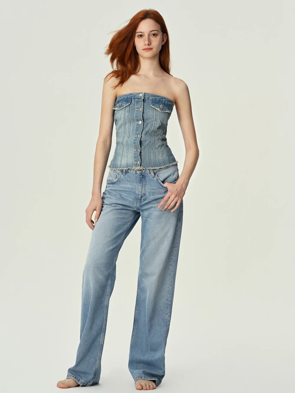 Denim Corset Tube Top