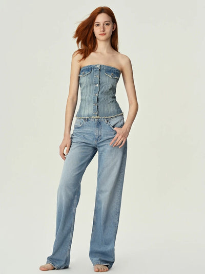 Denim Corset Tube Top