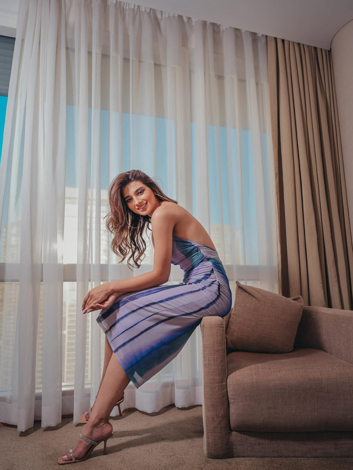 Halterneck Tie & Dye Tulle Mesh Dress