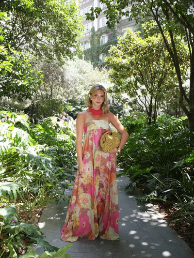 Strapless Floral Boho Maxi Dress