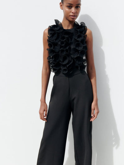 Ruffle Sleeveless Jumpsuit with Belt