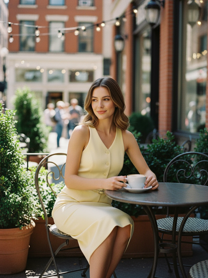 Sleevless Belted Vest Waist Coat & Pencil Skirt Coord Set