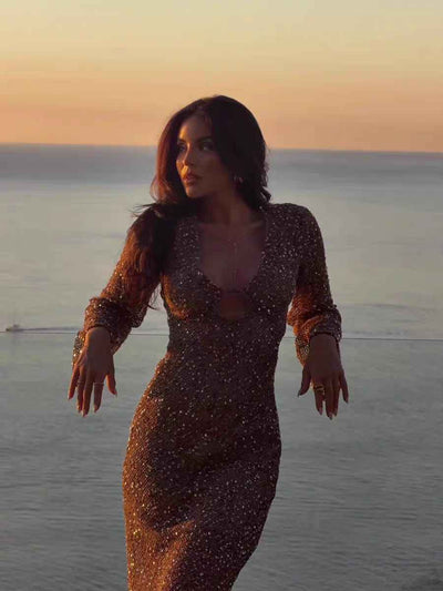 Sunset Sparkle Sequin Maxi Dress