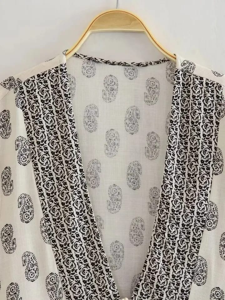 Printed Open Cardigan Oversized Top