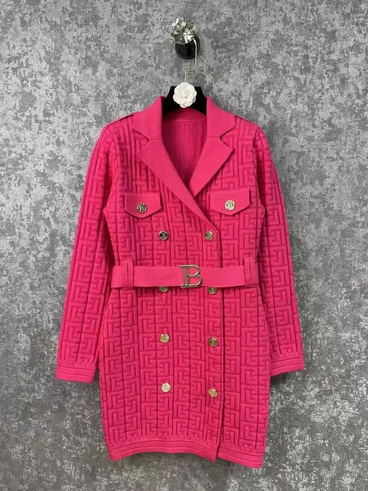 Print Blazer Dress With Belt