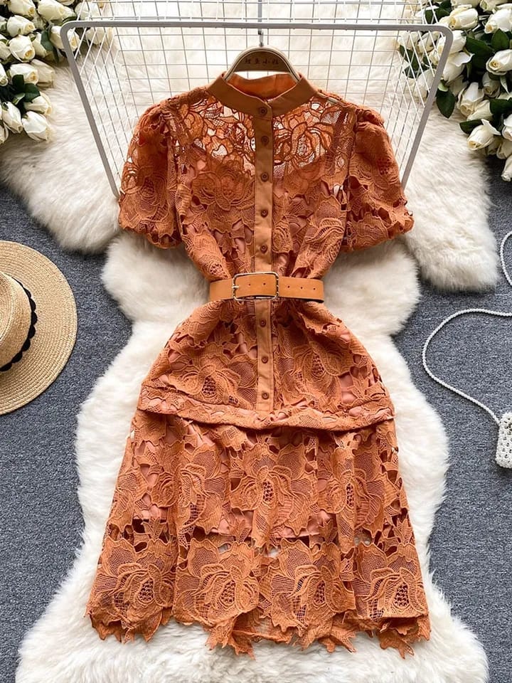 Irene Crochet Dress with Inner & Belt