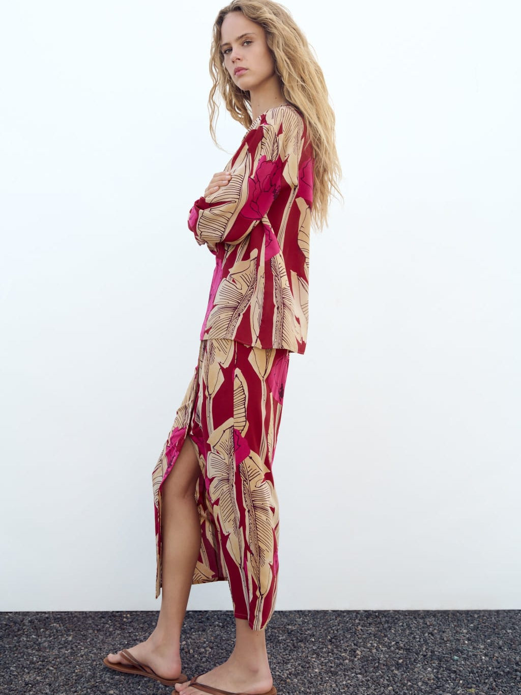 Floral Print Shirt & Skirt Coord Set