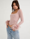 Boning Feather Sleeves Corset Top