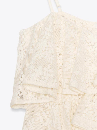 Asymmetric Lace Ruffle Top