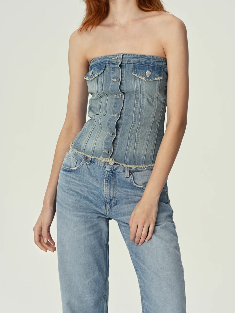 Denim Corset Tube Top