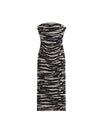 Black Zebra Tie Dye Tulle Tube Dress
