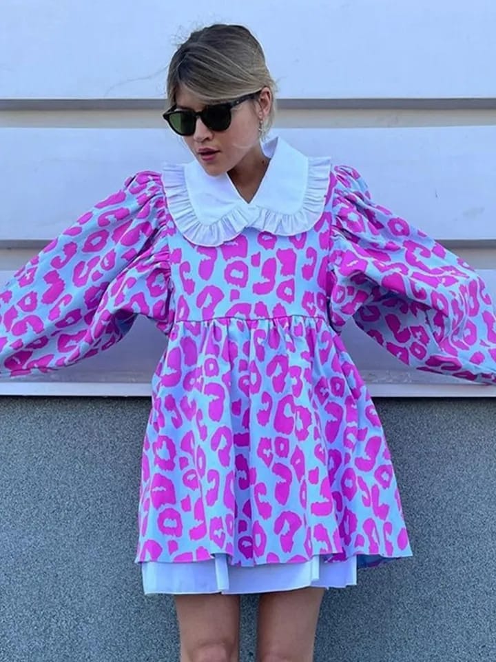 Sweetheart Print Short Dress