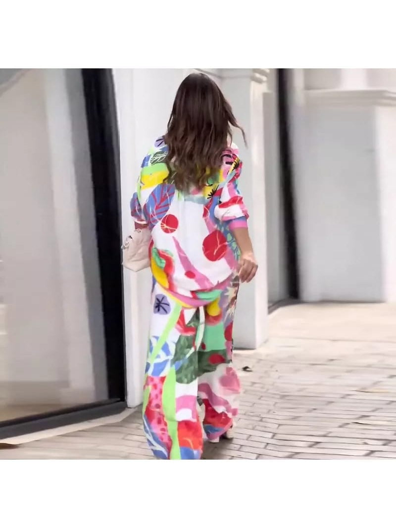 Printed Top & Pants Coord Set