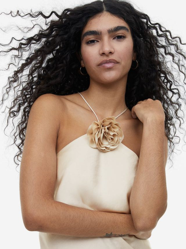 Applique Halter Neck Dress