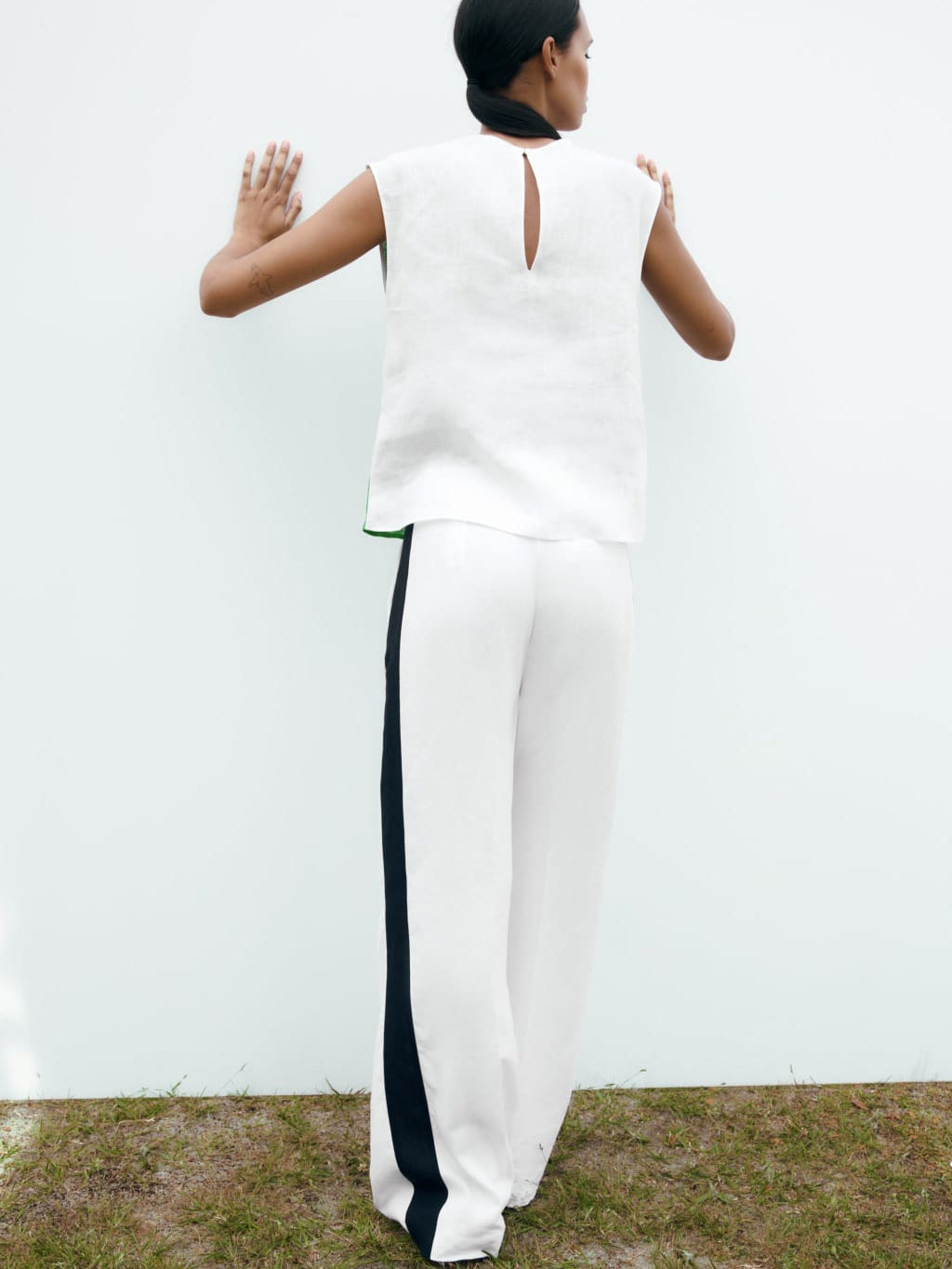 Color Block Linen Sleeveless Coord Set