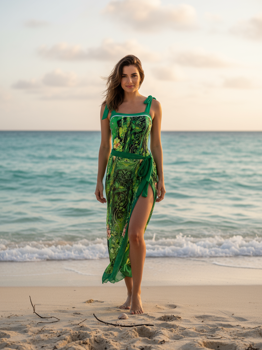 Floral Printed Swimsuit & Skirt Coord Set