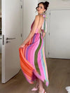 Tie Dye Halterneck Backless Maxi Dress