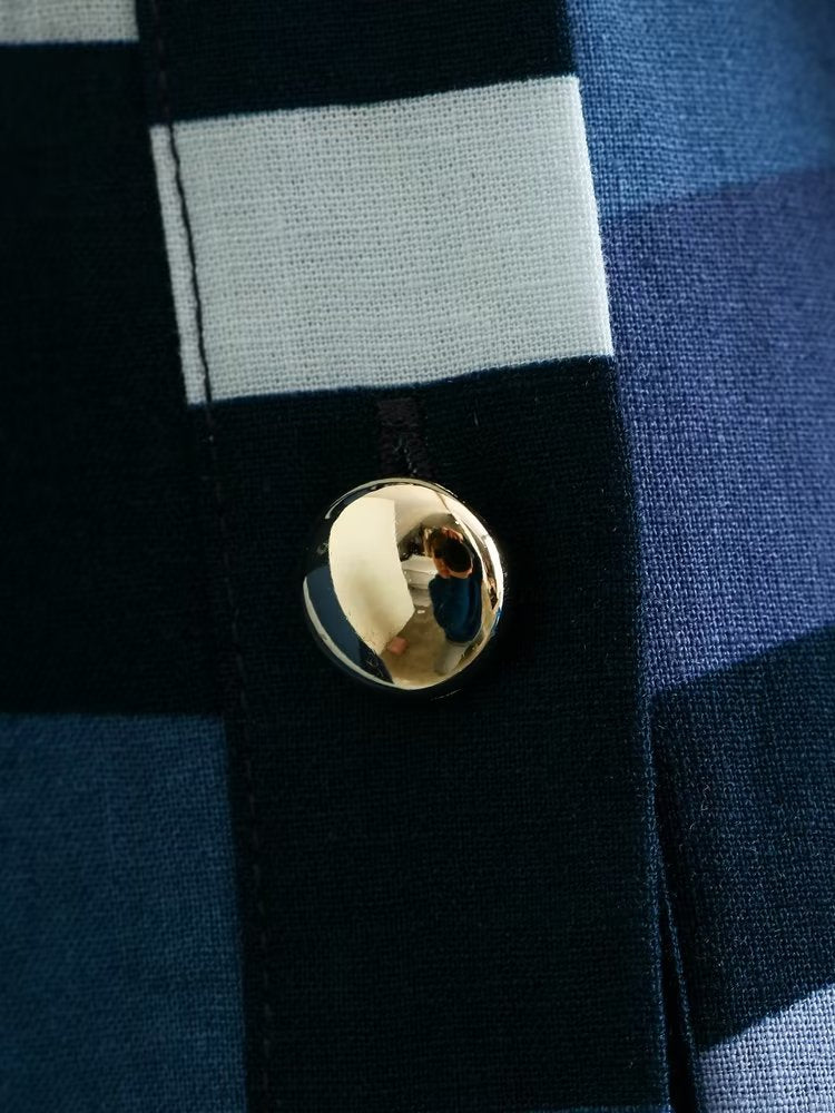 Colorblock Printed Dress with Pockets & belt