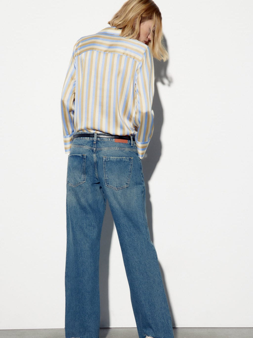 Oversized Fit Striped Satin Shirt