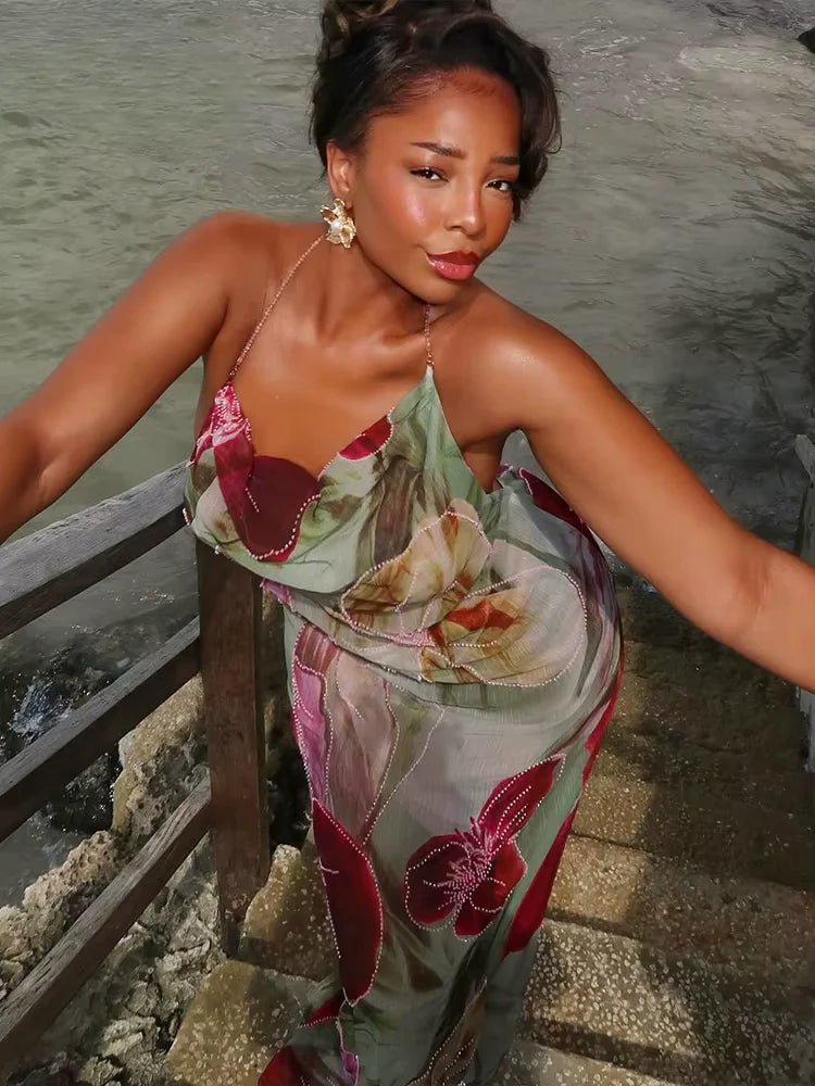 Breezy Floral Chiffon Maxi Dress