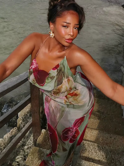 Breezy Floral Chiffon Maxi Dress