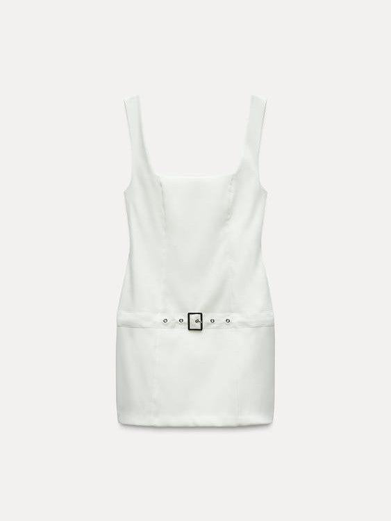Sleeveless Short Dress With Belt
