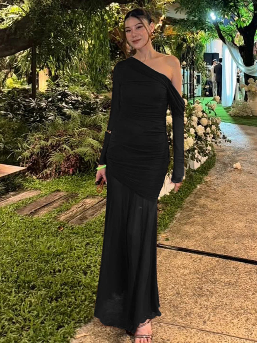 Kerissa One-Shoulder Draped Maxi Dress