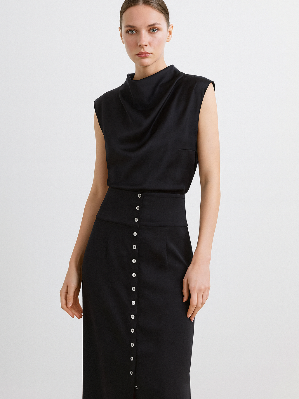 Sleeveless Crop Top & High Waist Long Skirt Coord Set