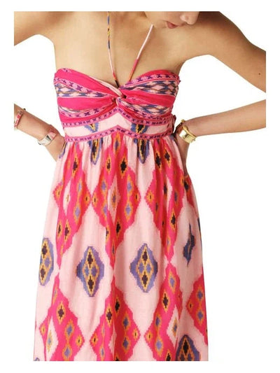 Geometric Print Halterneck Tube Maxi Dress