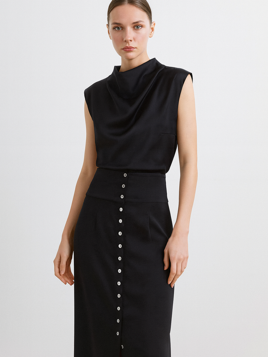 Sleeveless Crop Top & High Waist Long Skirt Coord Set