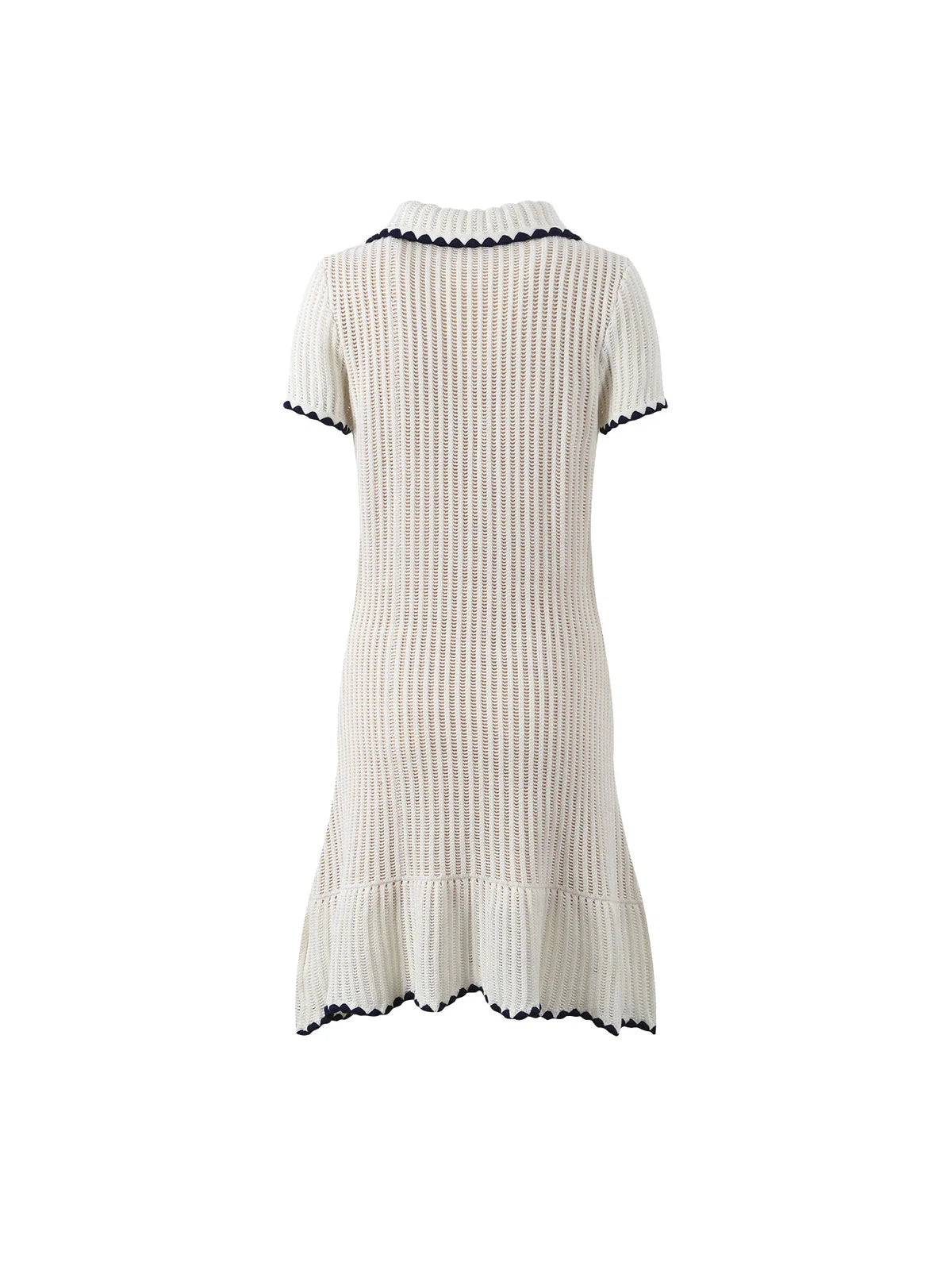 Knitted Collar Short Dress With Pockets