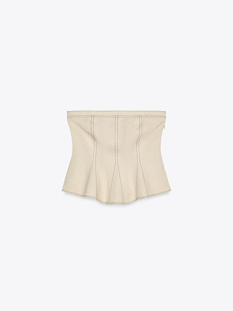 Honeycomb Stitched Tube Top & Wide Leg Pants Coord Set