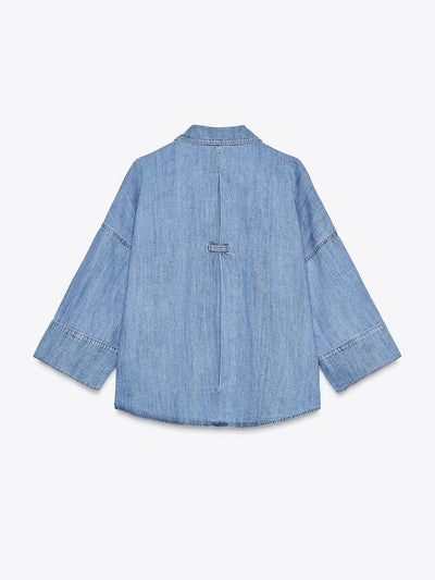 Wide Leg Denim Pants & Casual Shirt Coord Set