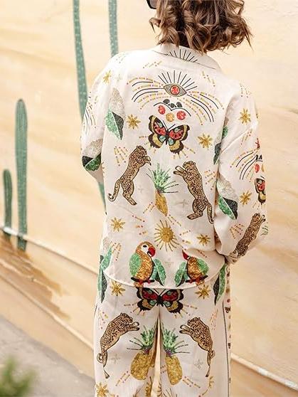 Summer Leopard Print Shirt & Pants Coord Set