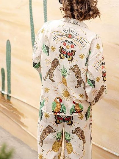 Summer Leopard Print Shirt & Pants Coord Set