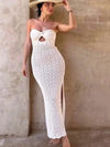 Crochet Cutout Slit Tube Dress